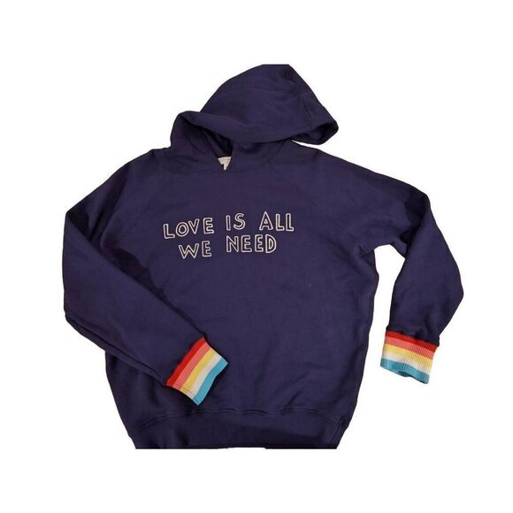 SPIRITUAL GANGSTER LOVE IS ALL WE NEED NAVY HOODIE NWOT Small - Picture 1 of 12